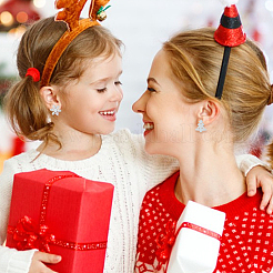 4 Pairs 4 Style Christmas Tree & Deer & Snowflake Exquisite Stainless Steel Stud Earrings for Women&nbsp;EJEW-AN0002-38