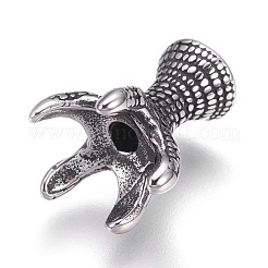304ステンレススチールビーズキャップ  爪  アンティークシルバー  15.5x13mm  穴：2.5mm&nbsp;STAS-O101-27AS