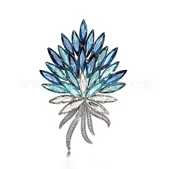 バックパックの服用の花の合金ラインストーンブローチ  サファイア  69x48mm&nbsp;PW-WGB7B94-01