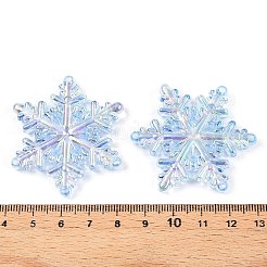 ABカラー透明アクリルシャンデリアコンポーネントリンク  スノーフレーク  ライトスカイブルー  46x46x6mm  穴：2mm&nbsp;TACR-T028-25A