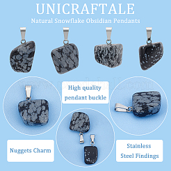 24Pcs Natural Snowflake Obsidian Pendants&nbsp;G-UN0001-16B