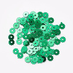 オーナメントアクセサリープラスチック製スパンコール/スパンコールビーズ  ギア  グリーン  4~5x0.1mm  穴：1mm&nbsp;LS-PVC-E001-03-YD03