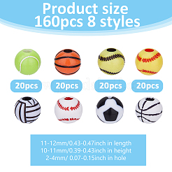 160Pcs 8 Colors Opaque Acrylic Beads&nbsp;MACR-DC0001-13