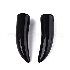 天然石&合成ミックスストーンペンダント  牛角のお守り  35~38x10~14x10~11mm  穴：1.2~1.5mm&nbsp;G-Q602-10