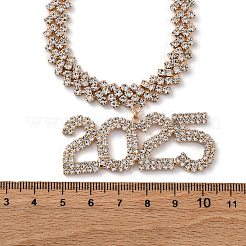 真鍮フルクリスタルラインストーンペンダントネックレス2025個（女性用）  ゴールドカラー  11.61インチ（29.5cm）&nbsp;NJEW-Q005-01G