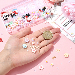 DIYネイルアートデコレーションキット  ABSプラスチック模造真珠と不透明樹脂カボションを含む  花と蝶結びと半円形  ミックスカラー  3~10.5x3~11x2~5mm  480個/セット&nbsp;DIY-SP0005-05