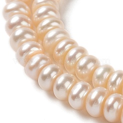 天然養殖淡水パールビーズ連売り  ロンデル  パパイヤホイップ  3.5~4x2~3mm  穴：0.7mm  約131~133個/連  15.35''（39センチメートル）&nbsp;PEAR-J007-45