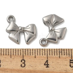 変色防止304ステンレススチールペンダント  ちょう結びチャーム  ステンレス鋼色  15.5x12.5x2.5mm  穴：1.4mm&nbsp;STAS-Q334-40P