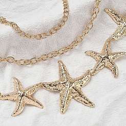 Alloy Starfish Chain Belts for Women&nbsp;NJEW-B120-02