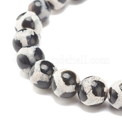 Natural Dzi Agate Stretch Bracelet with Buddha Head&nbsp;BJEW-JB07705