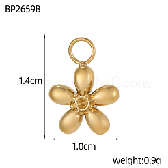 304ステンレススチールチャーム  花のチャーム  イオンプレーティング（ip）  18KGP本金メッキ  14x10mm  穴：3.5mm&nbsp;STAS-STAS-OY019-77G