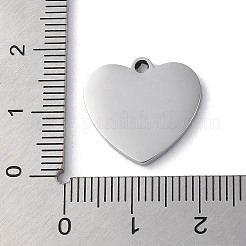 変色しない304ステンレススチールペンダント  ハートチャーム  ステンレス鋼色  17x18x2mm  穴：1.6mm&nbsp;LS-STAS-D025-01P-02