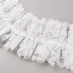 取り外し可能なファイバー製の女性用刺繍入り首輪  ネックライントリム  洋服縫製アップリケエッジ  DIYアクセサリー  ホワイト  1840x145x1mm&nbsp;AJEW-WH0542-032