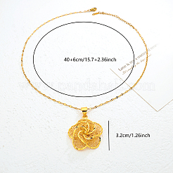 Vintage Gothic Brass Hollow Flower Pendant Dapped Chain Necklaces for Women&nbsp;UA5316