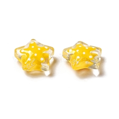 ガラスビーズ  水玉模様で  スター  きいろ  12~12.5x12.5~13x6~6.5mm  穴：0.9~1mm&nbsp;LAMP-M011-05A