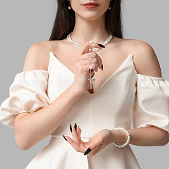 1Pc Alloy & Imitation Pearl Rosary Bead Necklaces&nbsp;NJEW-DC0001-13A