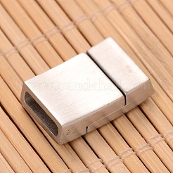 Tarnish Resistant Matte 304 Stainless Steel Rectangle Magnetic Clasps with Glue-in Ends&nbsp;STAS-I045-05A