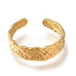 Textured 304 Stainless Steel Open Cuff Ring for Women&nbsp;RJEW-F161-02G-16