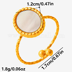304 Stainless Steel with Natural Shell Cuff Open Rings for Women&nbsp;IP2292-3