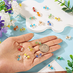 20色のガラスビーズペンダント10個  合金丸カン付き  蝶のチャーム  ミックスカラー  11.5~12.5x13~15x6mm  穴：3mm  2pc /カラー&nbsp;FIND-TA0009-21