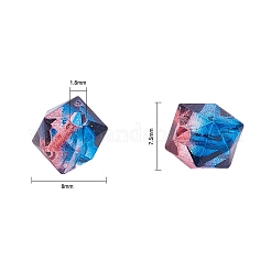 ツートン透明なスプレープリントアクリルビーズ  ポリゴン  藤紫色  7.5x8x8mm  穴：1.8mm&nbsp;LS-X-ACRP-T005-26C