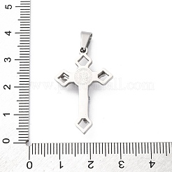 変色しない304ステンレススチールペンダント  十字架クロスチャーム  ステンレス鋼色  31x20x5mm  穴：7x3mm&nbsp;X-STAS-D087-02P-1