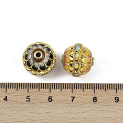 真鍮製エナメルビーズ  ラインストーン付き  長持ちメッキ  ラウンド  ラックめっき  ミックスカラー  15mm  穴：2mm&nbsp;KK-L236-01A-G