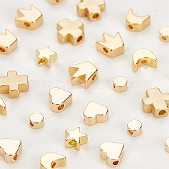 真鍮ビーズと合金ビーズ  混合図形  ゴールドカラー  120個/箱&nbsp;KK-BC0001-38G-NF