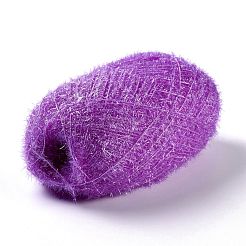 ポリエステルかぎ針編みの糸  きらめくスクラブ糸  布巾用  編み物を飾る工芸品  ミディアム蘭  10~13x0.5mm  218.72ヤード（200m）/ロール&nbsp;OCOR-G009-01Q