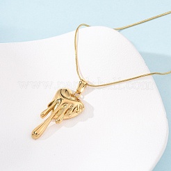 304ステンレススチール製ハートペンダントスネークチェーンネックレス（女性用）  イオンプレーティング（ip）  18KGP本金メッキ  15.94インチ（40.5cm）&nbsp;NJEW-F354-09G