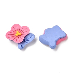 オペーク樹脂カボション  葉と花  淡いバイオレットレッド  22x23x6mm&nbsp;RESI-F020-31