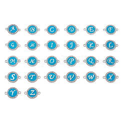 26文字の合金エナメルリンクコネクター  クリスタルラインストーン付き  アルファベット付きフラットラウンド  a～zの文字  22x16x2mm  穴：1.8mm  26文字  2个/レター  52個/箱&nbsp;ENAM-TA0002-19B
