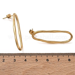 女性用304ステンレススチール楕円スタッドピアス  18KGP本金メッキ  38.5x14mm&nbsp;SA-CBA21A8-03G