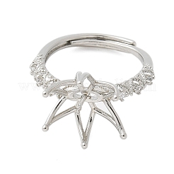 Flower Brass Micro Pave Cubic Zirconia Adjustable Ring Settings&nbsp;KK-K297-17P
