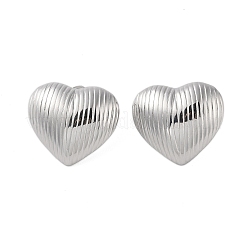 304ステンレススチールイヤリング  ハート  プラチナ  22x25mm&nbsp;EJEW-O004-03P