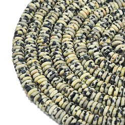 フロスト加工の天然ダルメシアンジャスパービーズ連売り  ロンデル  6x2mm  穴：1mm  約150~160個/連  14.57~14.96''（37~38センチメートル）&nbsp;G-K389-C22-01