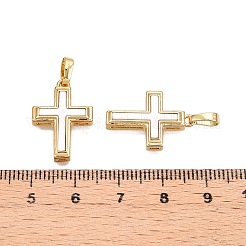 真鍮と貝殻のペンダント  クロスチャーム  18KGP本金メッキ  21x14.5x4mm  穴：6x3.5mm&nbsp;KK-N254-210G