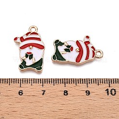 クリスマステーマラックメッキ合金エナメルペンダント  カドミウムフリー＆鉛フリー  ライトゴールド  サンタクロースチャーム  レッド  23.5x14.5x2.5mm  穴：1.8mm&nbsp;X-ENAM-T021-12KCG