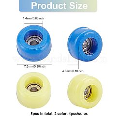 プラスチックスケートボードホイール  ベアリング鋼付き  ミックスカラー  7.5x4.5mm  穴：1.4mm  8個/箱&nbsp;AJEW-FG0001-77A