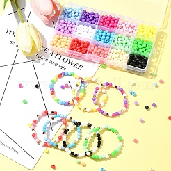 15色のプラスチックビーズ  ラウンド  ミックスカラー  6x8mm  穴：1.5mm  約70PCS /カラー  1050pc&nbsp;MACR-FS0001-79