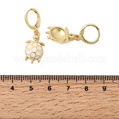 Turtle Brass Micro Pave Cubic Zirconia Hoop Earrings&nbsp;EJEW-K324-07G