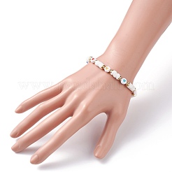 女性用ハート柄平石ビーズストレッチブレスレット  アクリル＆ポリマークレイビーズブレスレット  カラフル  内径：2-1/4インチ（5.8cm）&nbsp;BJEW-JB07216