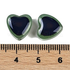 ツートンガラスムードビーズ  温度感知色変化ビーズ  ハート  グリーン  11.5x12x5.5mm  穴：1.2mm&nbsp;GLAA-Z007-10D