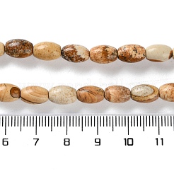 天然石ピクチャージャスパービーズ連売り  ライス  9x6mm  穴：1mm  約44個/連  15.94インチ（40.5cm）&nbsp;G-I369-B04-01