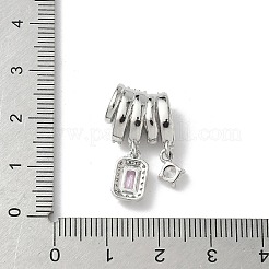 Brass Pave Pink and Clear Cubic Zirconia Rectangle Pendants&nbsp;KK-I371-19P