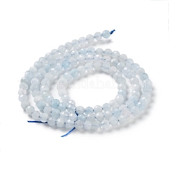 天然石アクアマリンビーズ連売り  多面カット  ラウンド  3mm  穴：0.6mm  約115個/連  15.35インチ（39cm）&nbsp;G-J400-E18-01