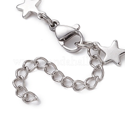 女性用304ステンレススチールスターリンクチェーンブレスレット  ステンレス鋼色  6-3/4インチ（17cm）&nbsp;AJEW-TA00028