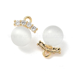 真鍮マイクロパヴェキュービックジルコニアとキャットアイラウンドチャーム  ニッケルフリー  18KGP本金メッキ  12.5x9.5x8mm  穴：1.2mm&nbsp;KK-Z136-10G