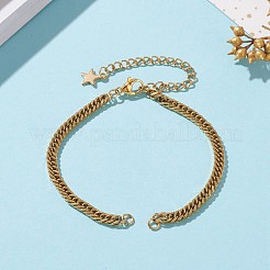 PVD Vacuum Plating 304 Stainless Steel Diamond Cut Curb Chains Bracelet Makings&nbsp;AJEW-JB00878