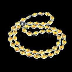 電気メッキ透明ガラスビーズ連売り  フル虹メッキ  ランタン  ゴールデンロッド  12.5x9x5.5mm  穴：1mm  約50個/連  25.43インチ（64.6cm）&nbsp;EGLA-G037-12A-AB03
